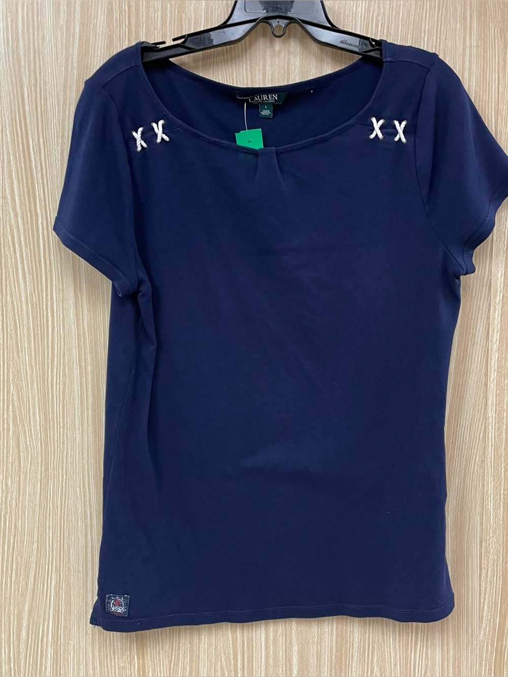 Lauren Ralph Lauren Navy Embellished Top Size L